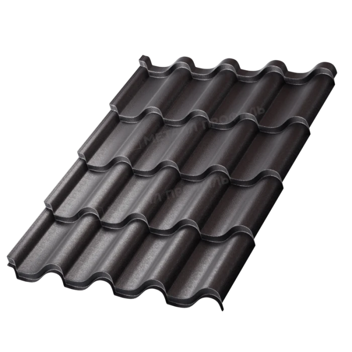 Металлочерепица Металл-Профиль Монтерроса-S 0,45 VikingMP® RAL 9005 Черный темный